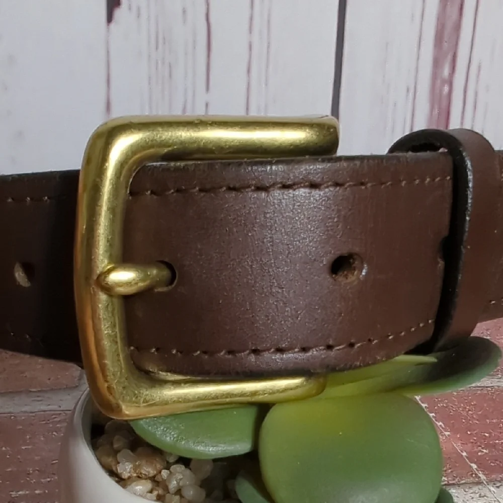 Vineyard Vines Lighthouse Belt Brown Leather and Blue‎ Canvas Size 32 Nautical